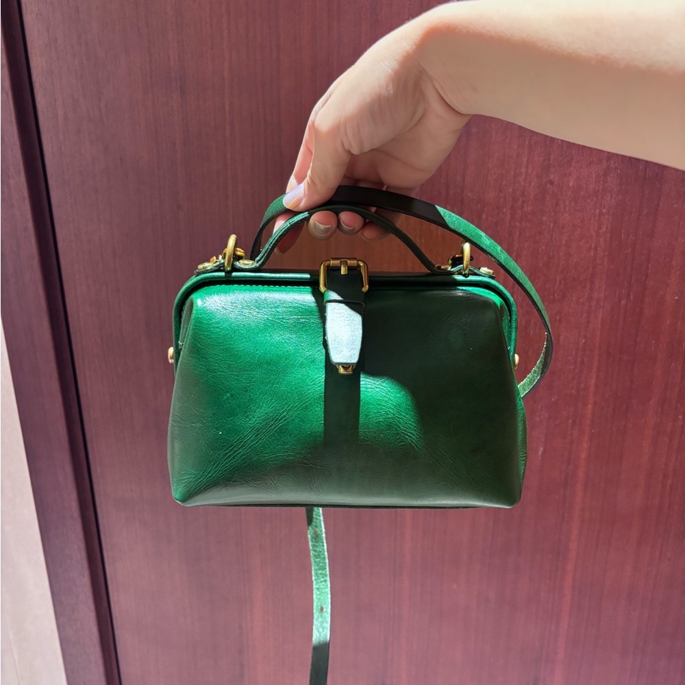 Classic Handmade Leather Doctor Bag - Green